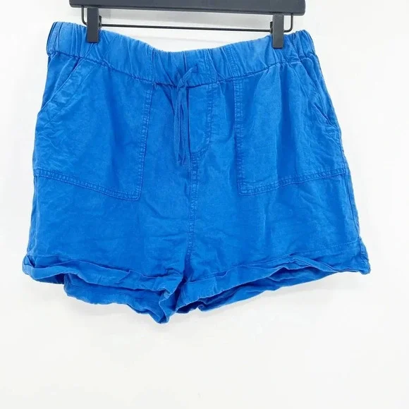 Velvet Heart Drawstring Casual Shorts Womens Size L Blue High Rise Simple Basic - Picture 1 of 3